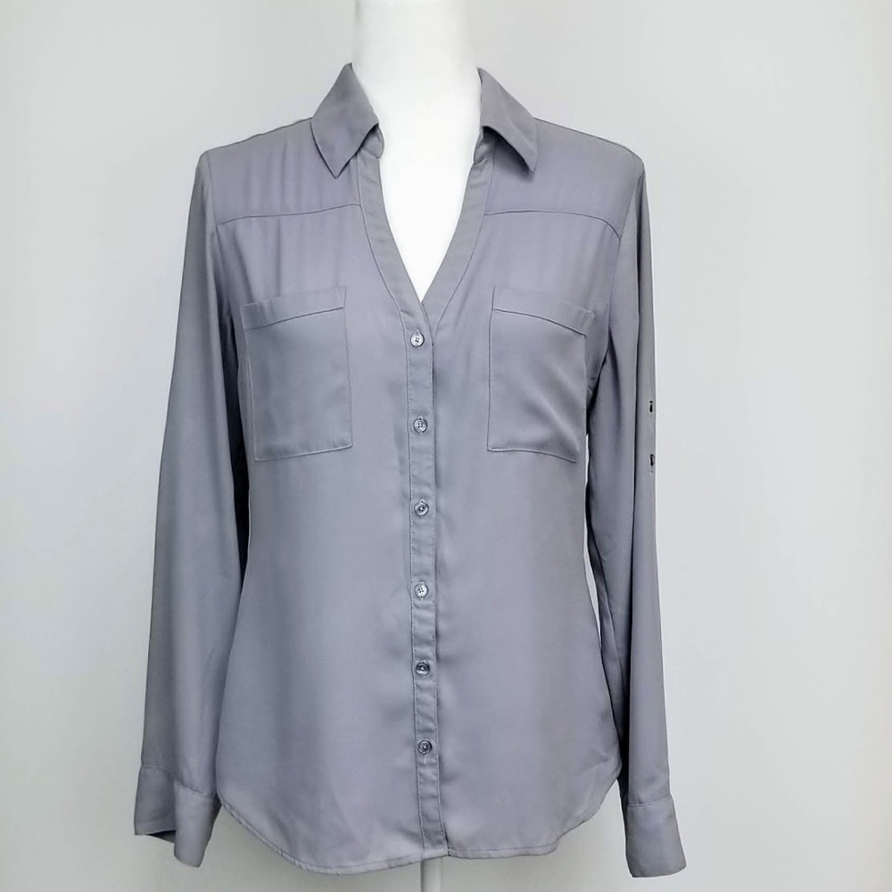 Express Portofino Shirt Work Office Grey M